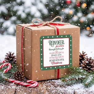 Green Santa express delivery Christmas Dotted Square Sticker