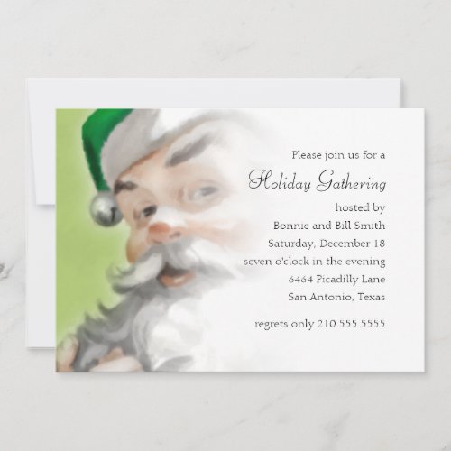 Green Santa Holiday Party Invitation