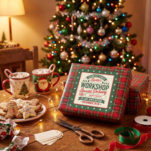 Green Santa Workshop Special Delivery Xmas Dotted Square Sticker