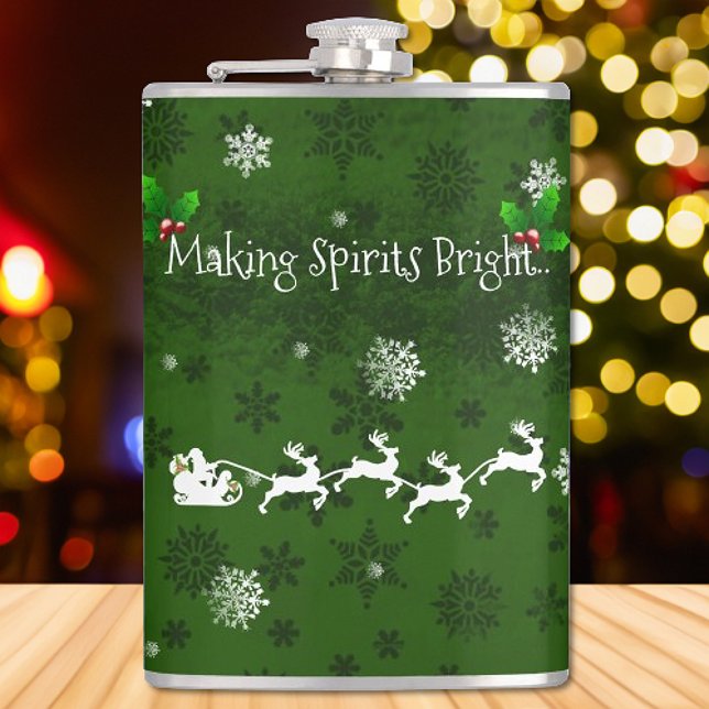 Green Santa's Sleigh and Reindeer Flask (Green Santas Sleigh and Reindeer Flask)