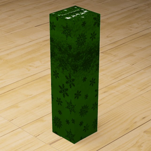 Green Santa's Sleigh and Reindeer Wine Gift Box (Front)