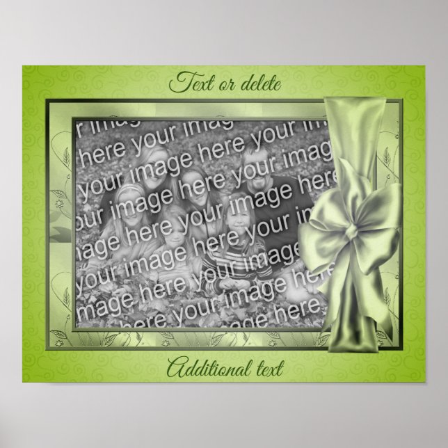 Green Satin Bow Frame Create Your Own Photo  Poster (Front)