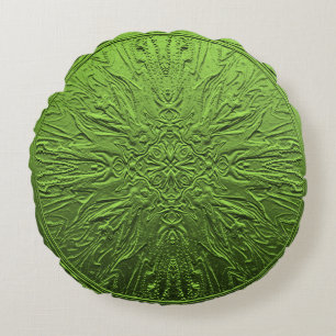 Green Satin flower..... Round Pillow