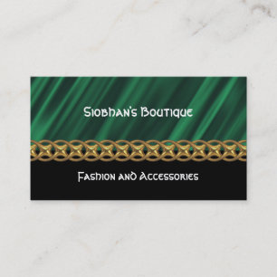 Green satin gold chain business card