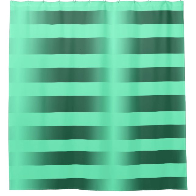 Green Satin Stripes Shower Curtain (Front)