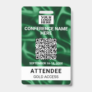 Green Satin Trade Show Conference Event Badge