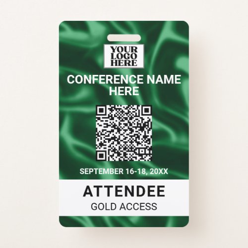 Green Satin Trade Show Conference Event Badge