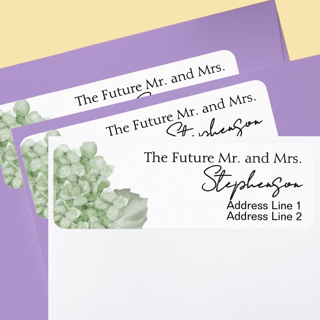 Green Save The Date Custom Name Return Address Label (Creator Uploaded)