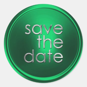 Green Save The Date Envelope Seal by TailoredType at Zazzle