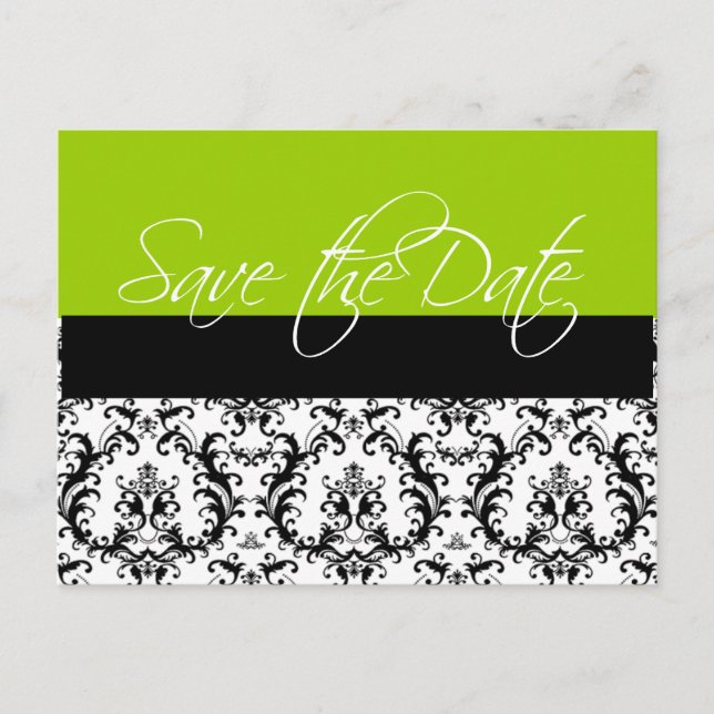 Green Save the Date Postcards Wedding (Front)