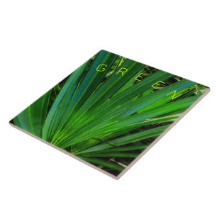 GREEN Saw Palmetto Ceramic Tile