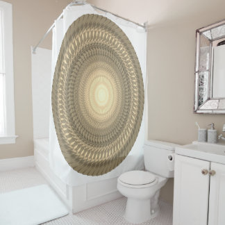 Green Saws Mandala in tribals in Sepia Shower Curtain