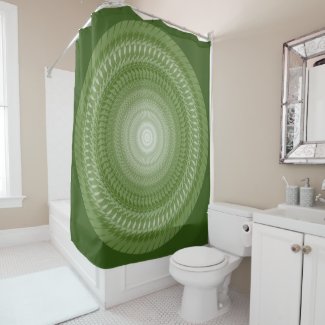 Green Saws Mandala in tribals Shower Curtain