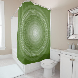 Green Saws Mandala in tribals Shower Curtain