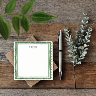 Green Scallop CUSTOM Chic Monogram Personalized Post-it Notes