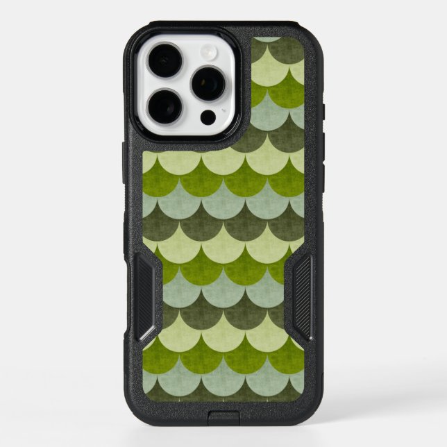 Green Scalloped Dragon Scale Pattern Otterbox iPhone Case (Back)