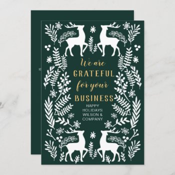 Green Scandinavian Nordic Reindeer Business  Holiday Card by XmasMall at Zazzle
