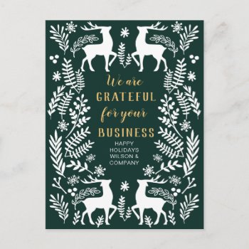 Green Scandinavian Nordic Reindeer Business  Holiday Postcard by XmasMall at Zazzle