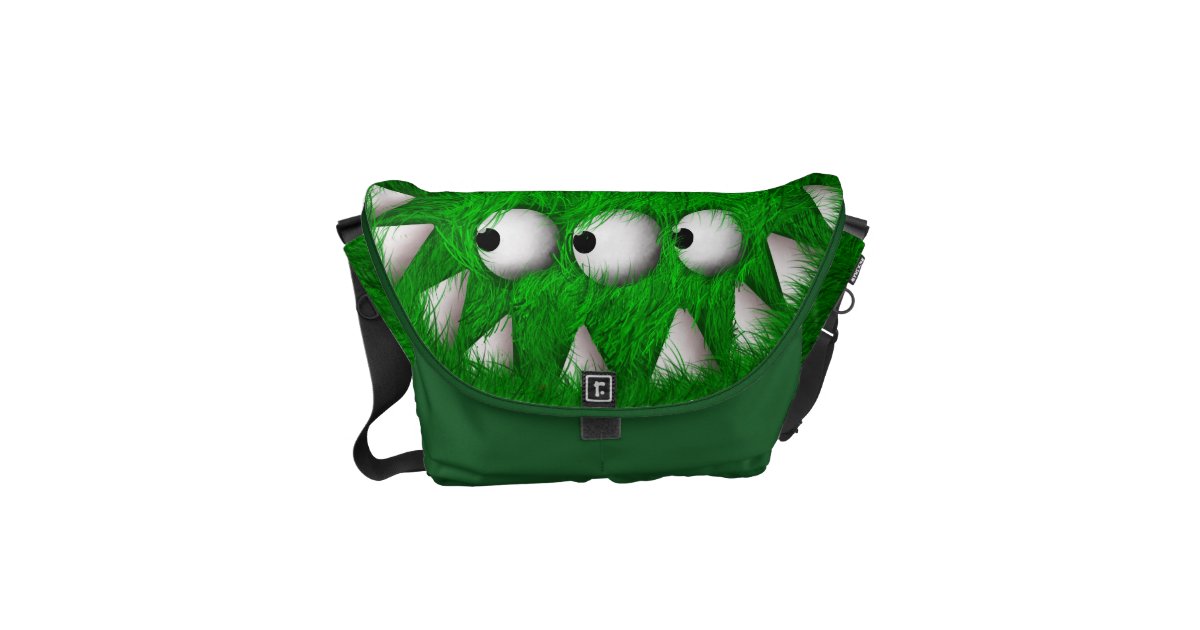 Green Scary Furry Monster Messenger Bag | Zazzle