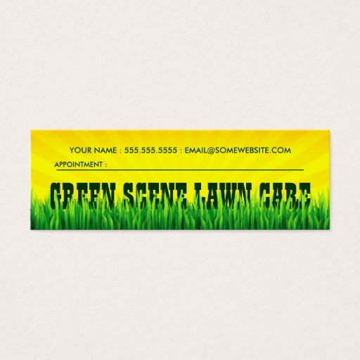 Customizable green scene lawn care appointment card business card template