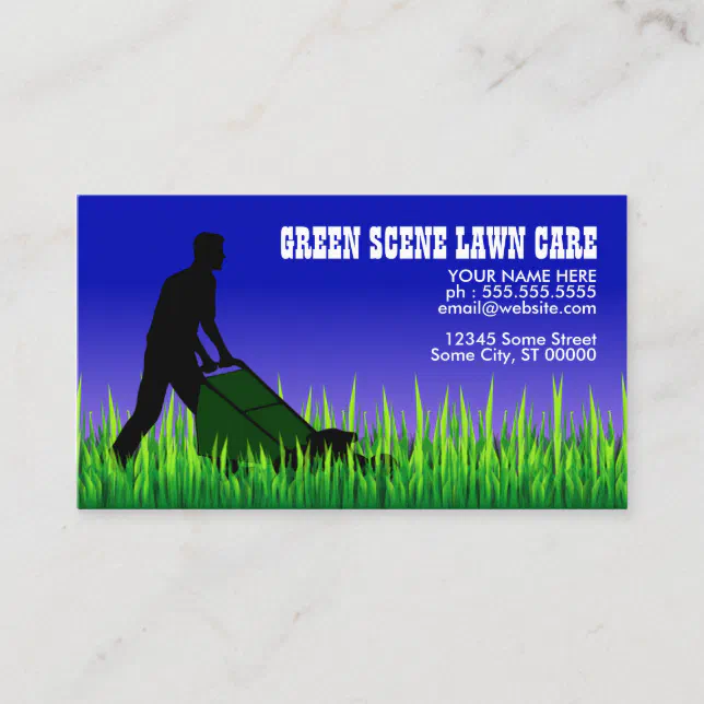 green scene lawn care business card | Zazzle