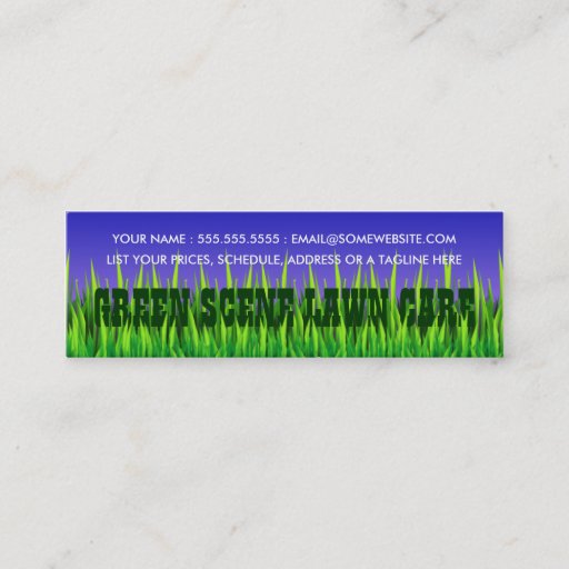 Customizable green scene lawn care business card templates