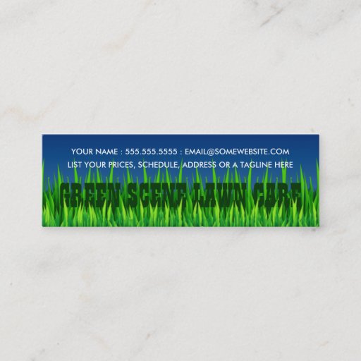 Customizable green scene lawn care business card