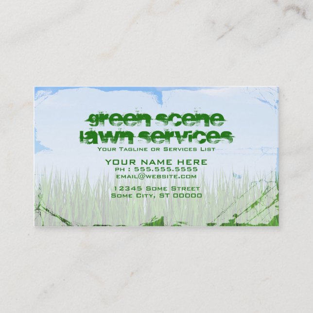 green scene lawn services business card (Front)