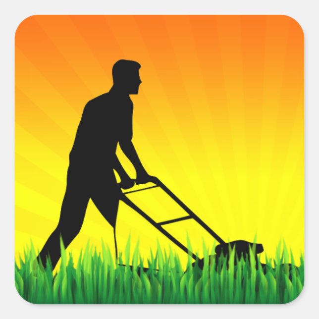 green scene lawn services square sticker (Front)