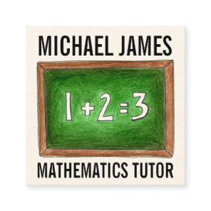 Green School Chalkboard Slate Math Tutor Teacher Square Business Card