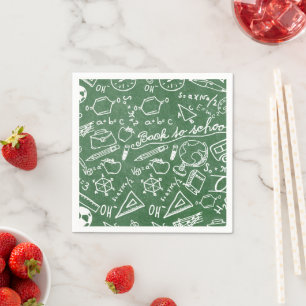 Green school chaulkboard party paper napkins