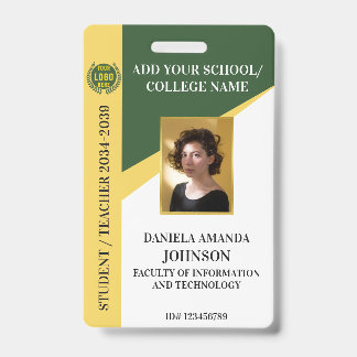 Green School College University Student Teacher Badge