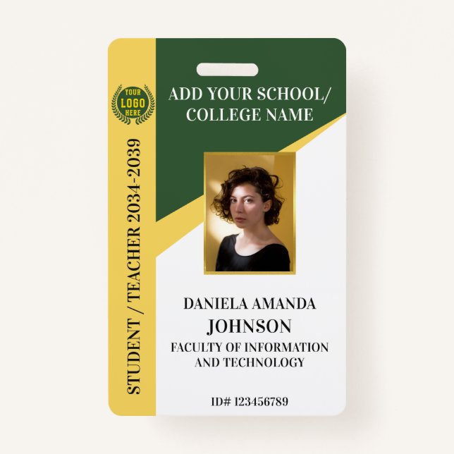 Green School College University Student Teacher Badge (Front)