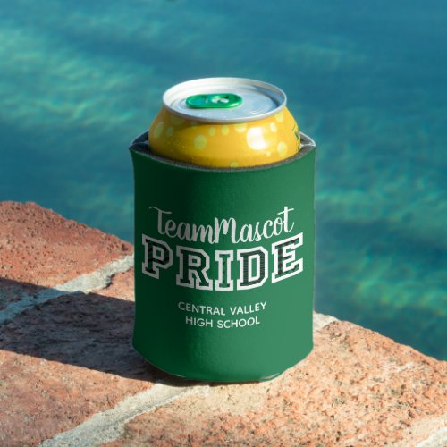 Green School Pride Mascot Name Can Cooler