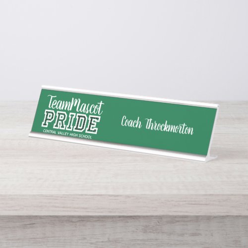 Green School Pride Mascot Name Desk Name Plate