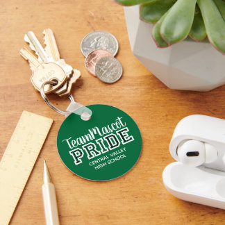 Green School Pride Mascot Name Keychain