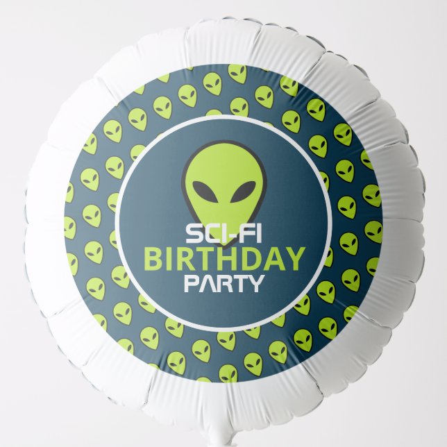 Green Sci-fi Alien, Birthday Balloon (Front)