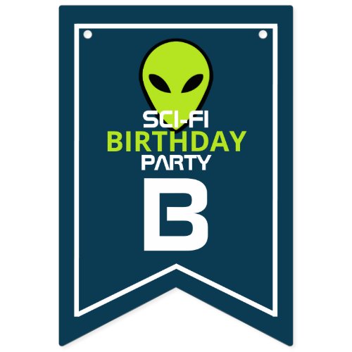 Green Sci_fi Alien Birthday Bunting Flags