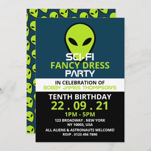 Green Sci_fi Alien Birthday Invitation