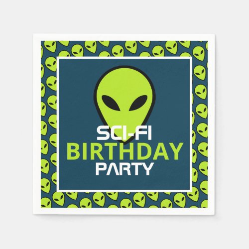 Green Sci_fi Alien Birthday Napkins