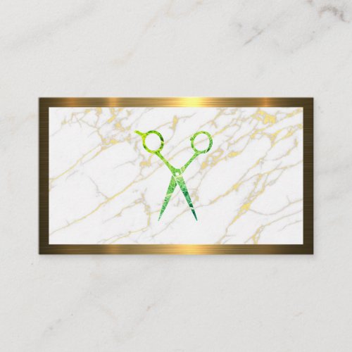  Green Scissors  Marble  Gold Metallic Appointment Card