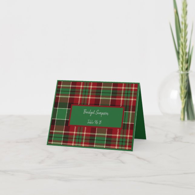 green scottish country wedding guest seating card (Front)