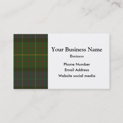 Green Scottish tartan plaid Business Card