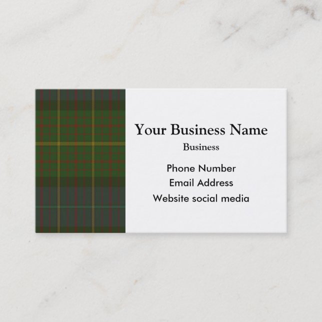 Green Scottish tartan plaid Business Card (Front)