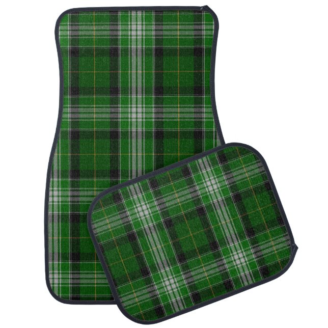 Green Scottish Tartan Plaid checkered pattern Car Floor Mat (Set)