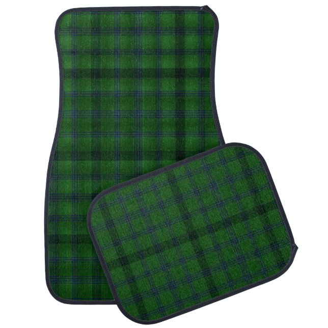 Green Scottish Tartan Plaid checkered pattern Car Floor Mat (Set)