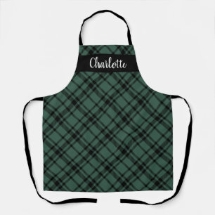 Green Scottish Tartan Plaid Personalized Holiday Apron