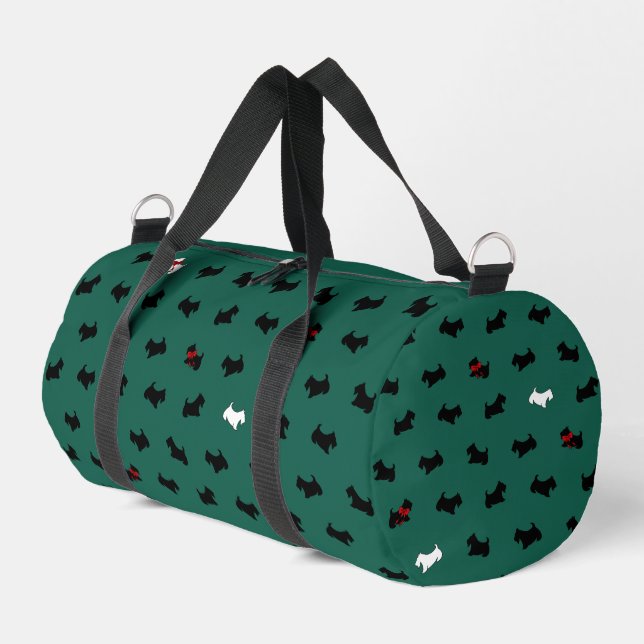 Green Scottish Terrier Duffel Bag (Left Corner)