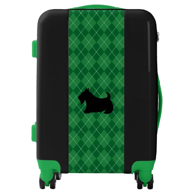 Green Scottish Terrier Suitcase Luggage Gift (Front)