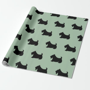 Green Scottish Terrier Wrapping Paper